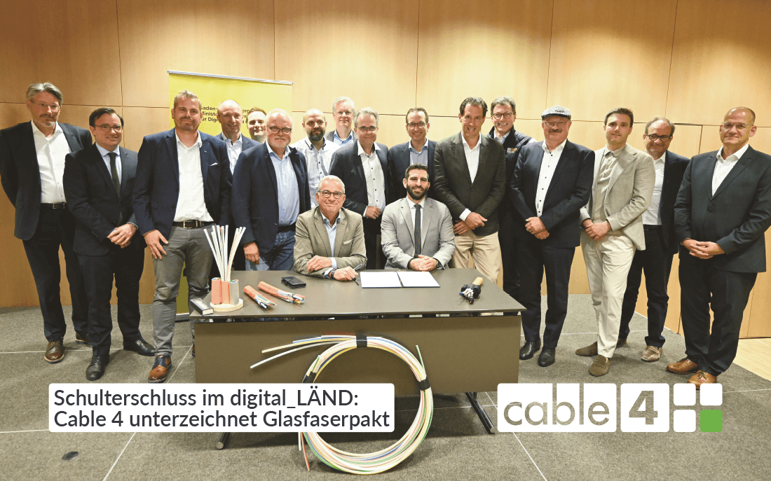 Bild zum Glasfaserpakt von Cable 4 mit Schriftzug und Glasfaserkabeln